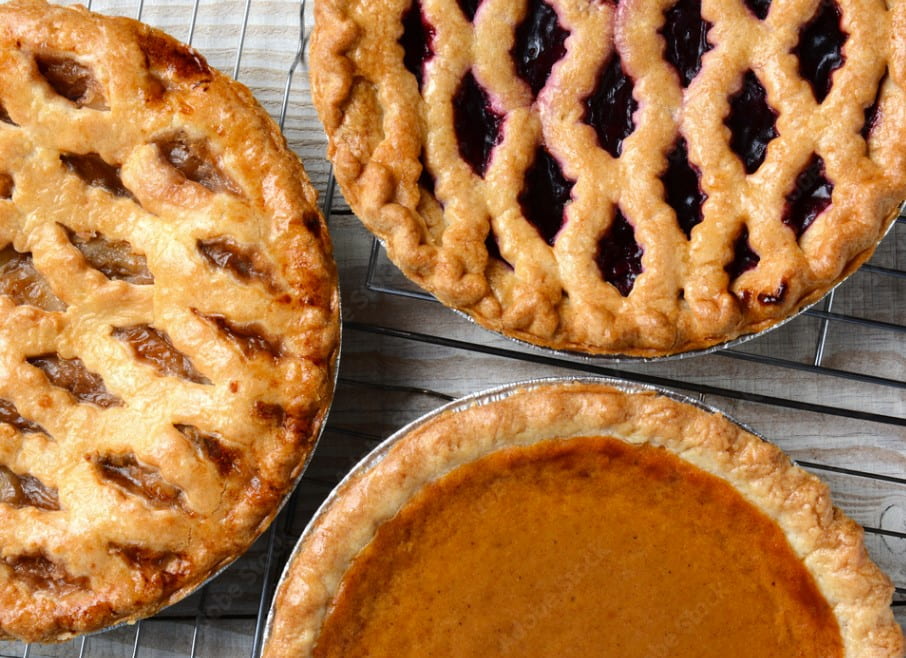 Pies on a cooling rack
